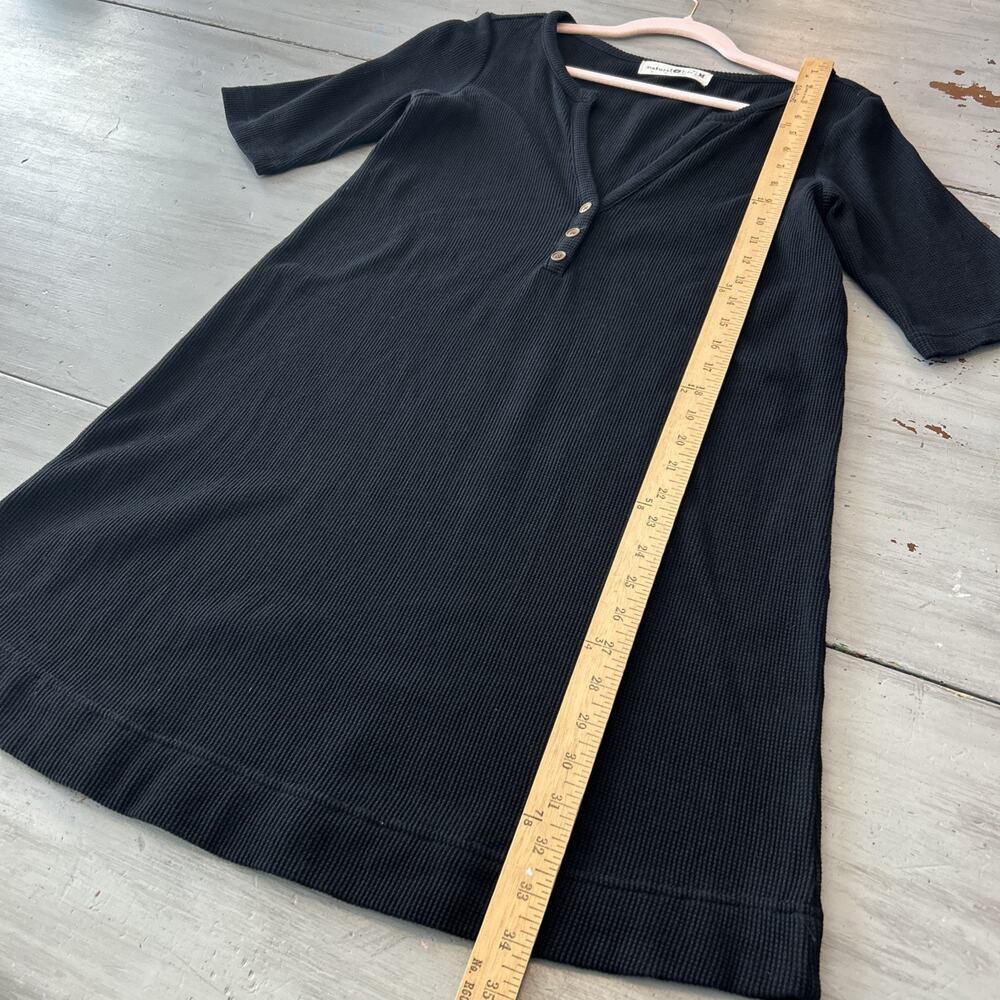 Natural Life Black Easy Street Mini Dress Size M Henley Waffle Knit Minimalist - Picture 3 of 7